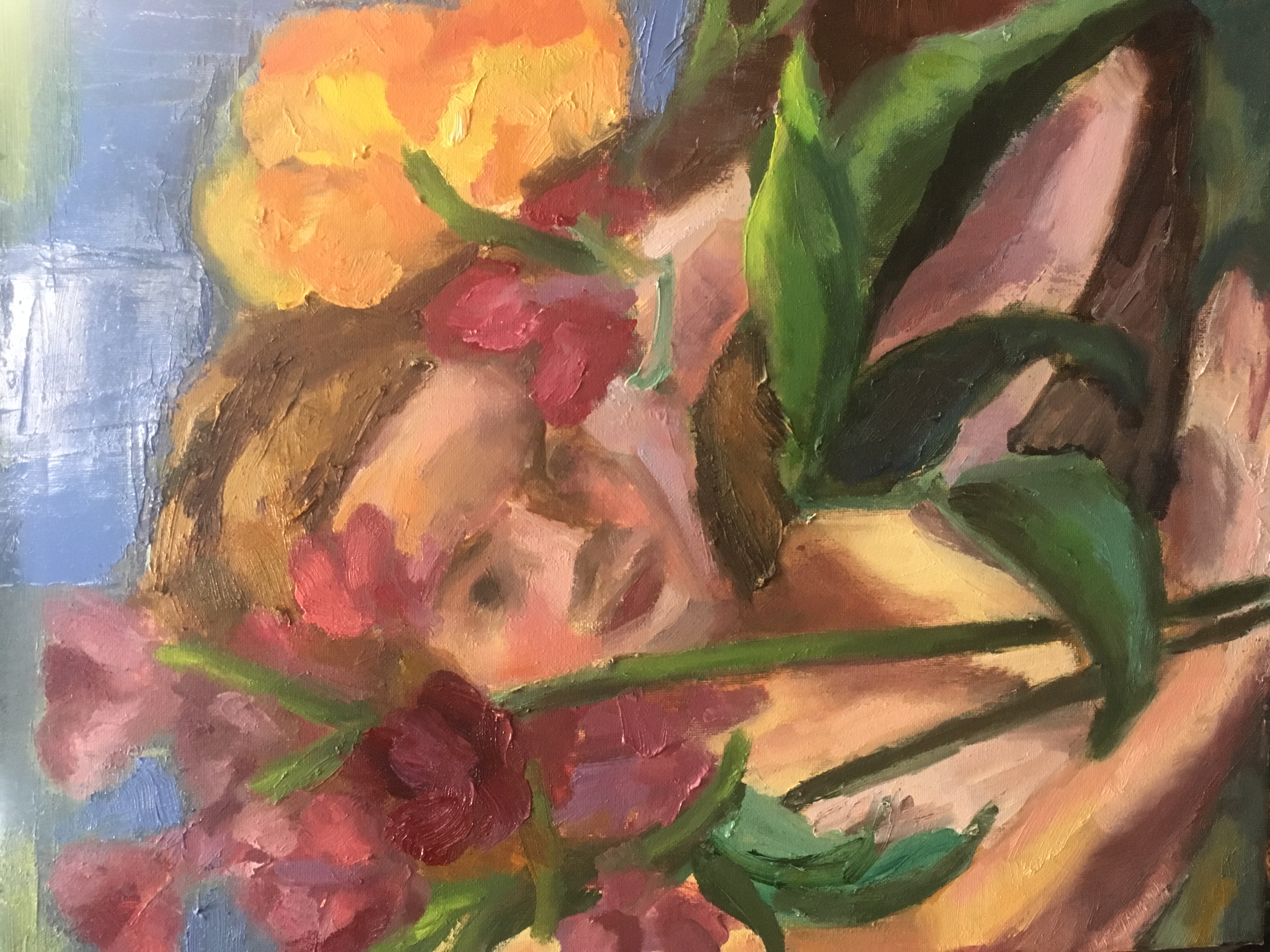 Portrait of a woman with flowers